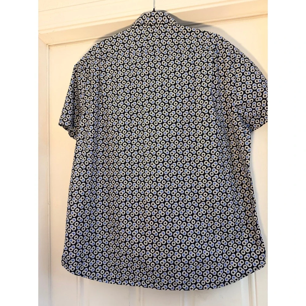 J.Crew Men's XL Slim Flex Washed Short Sleeve Button Down Shirt Blue Floral